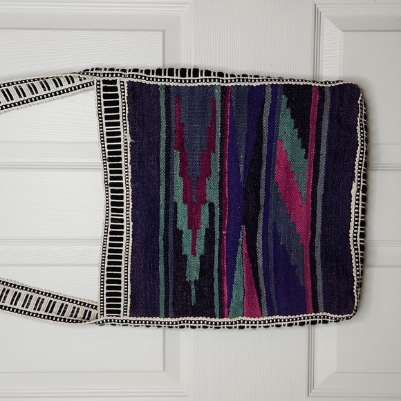 Rey Wear wool messenger crossbody bag aztec festival bohemian carryall tote - Picture 3 of 6